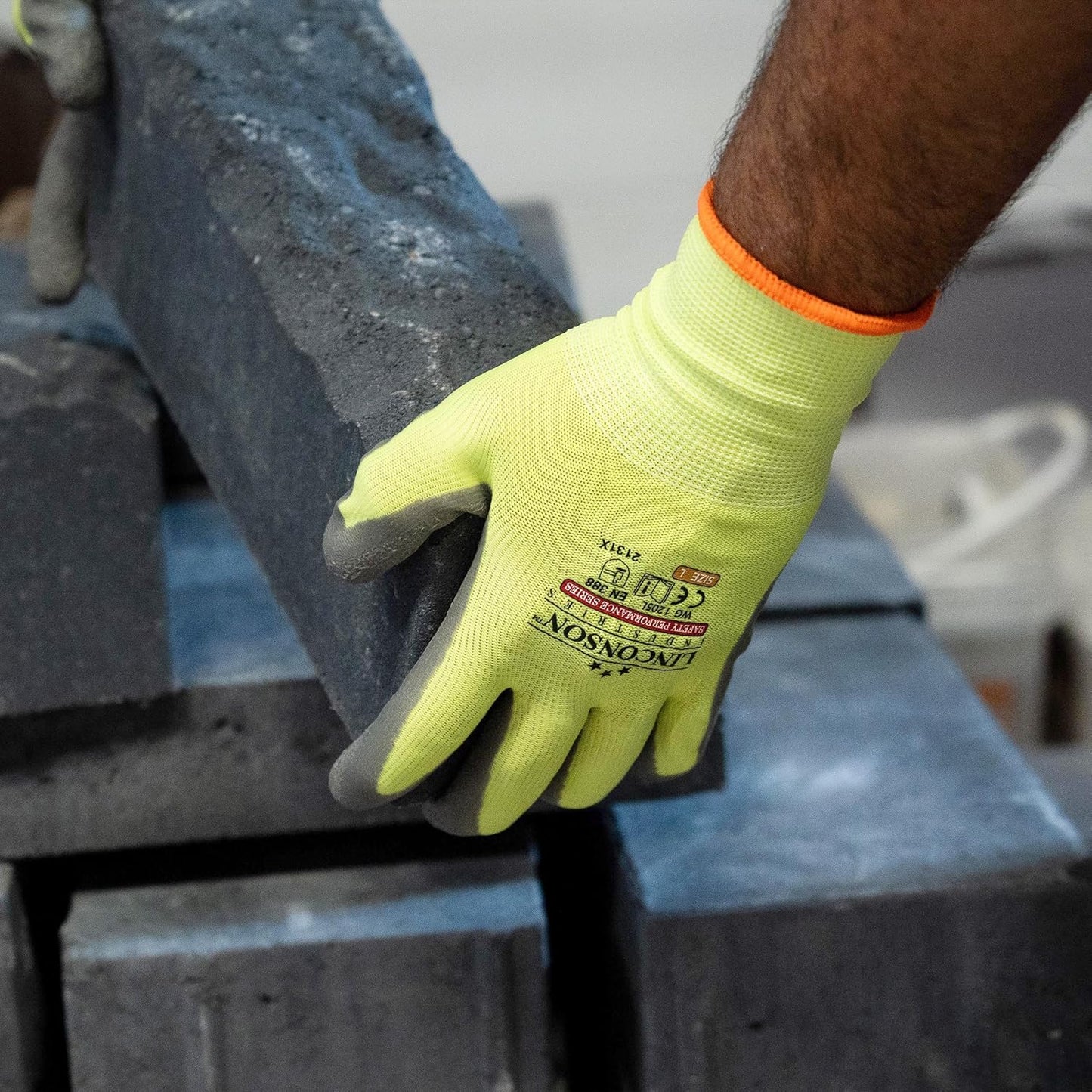 linconson 12 Pack Safety Performance Series Construction Mechanics Wrinkle Latex Work Gloves