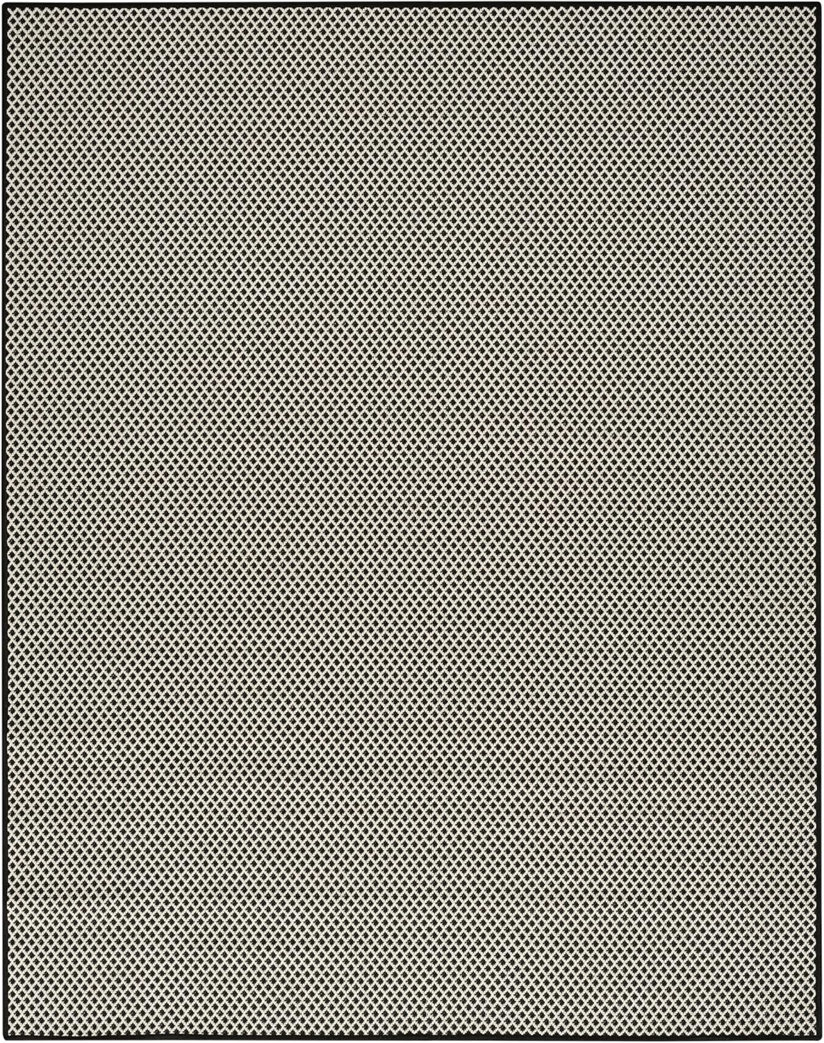 Nourison Home Courtyard Black White 8' x 10' Area Rug - Easy Clean, Non Shedding, Bed Room, Living Room, Dining Room, Kitchen (8' x 10')