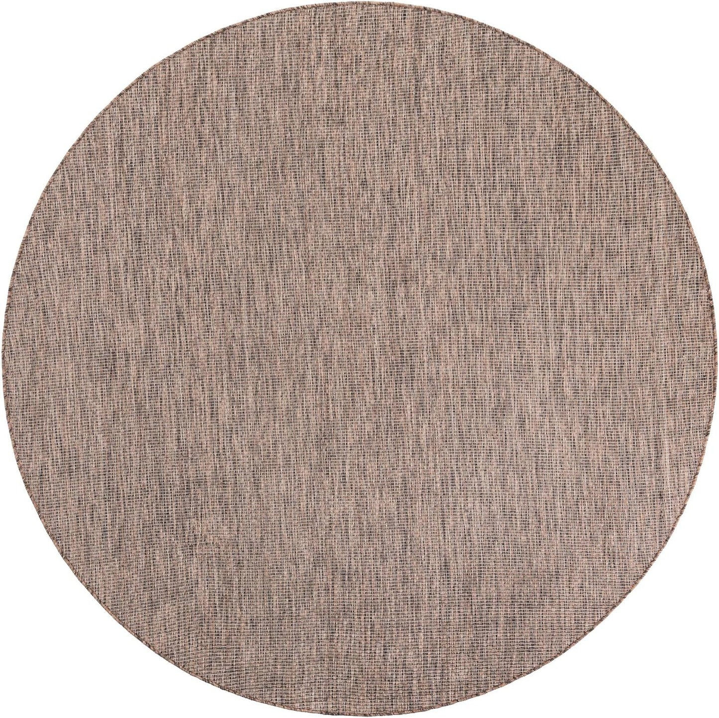 Unique Loom Outdoor Solid Collection Area Rug (7' 10" Round Light Brown/Ivory)