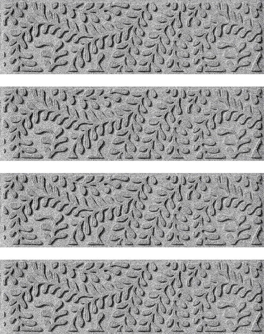 Bungalow Flooring Waterhog Stair Treads (Set of 4) – 8 1/2 x 30 Inches, Durable,Water-Trapping, Indoor/Outdoor Floor Covering, Boxwood Collection – Made in USA, Medium Grey