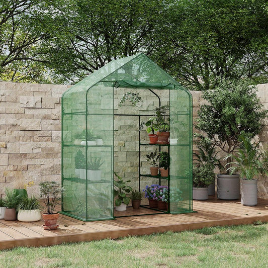 Greenhouse, 57 x 29 x 76'' Greenhouses for Outdoors, Durable Green House Kit with Window, Thicken PE Cover, 3 Tiers 12 Shelves, Portalbe Walk in Green Houses for Indoor Backyard Outside