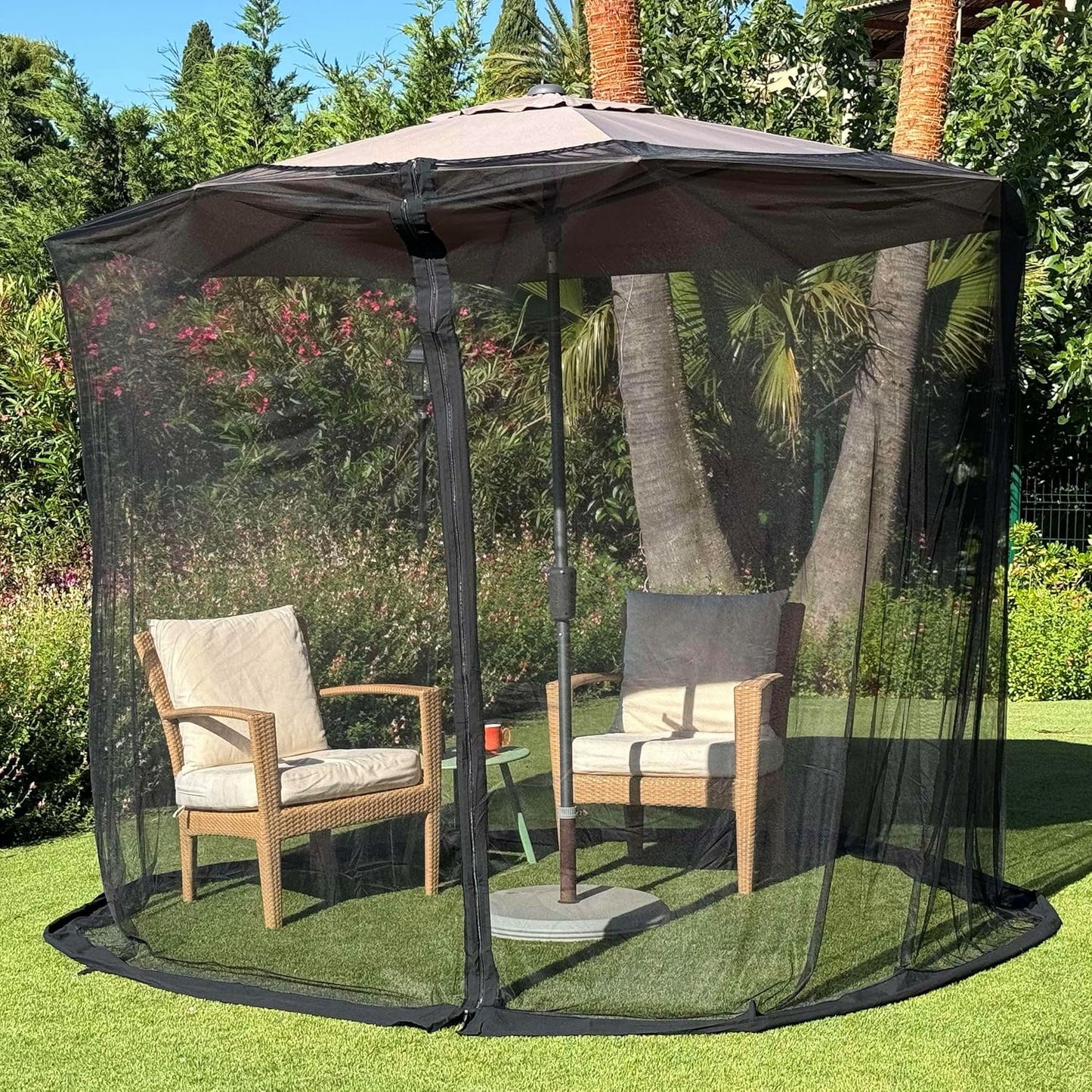 Mosquito Net for Umbrella 11 FT | Large Sizes & Fabric Designed for Outdoors | Insect House Screen Netting for Patio, Porch & Garden Terrace | Outside Canopy Bug & Fly Protection Enclosure