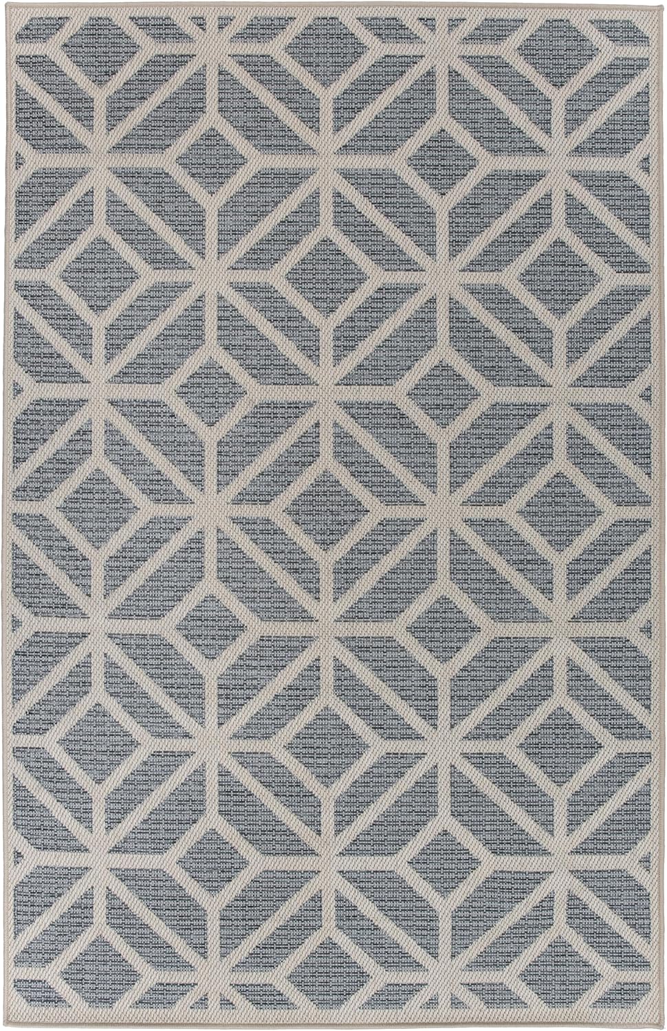 Rugshop Contemporary Geometric Indoor/Outdoor Area Rug 10' X 14' Blue
