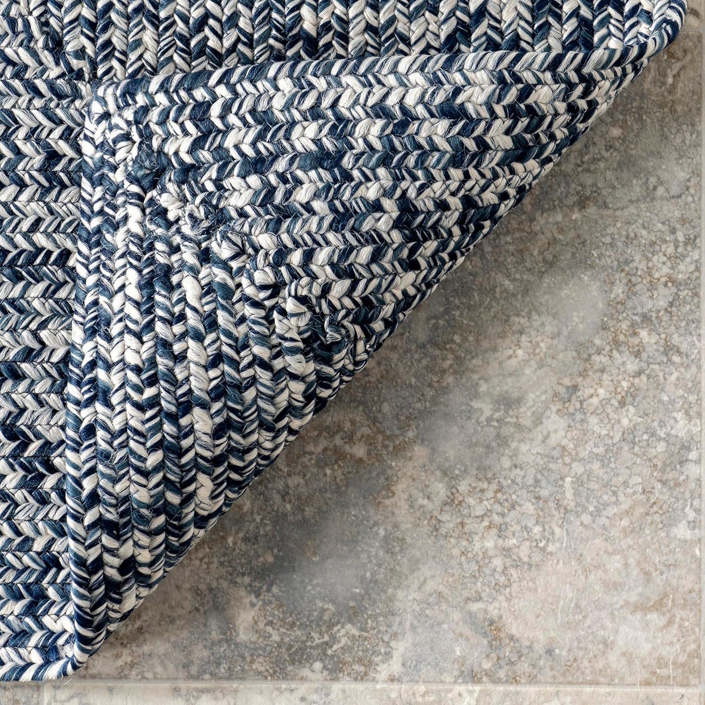 nuLOOM 2' x 8' Solid Hand Braided Indoor/Outdoor Area Rug, Pet-Friendly, High Traffic, Weather Resistant, for Patio, Balcony, Bedroom, Living, Dining Room, Wynn Navy