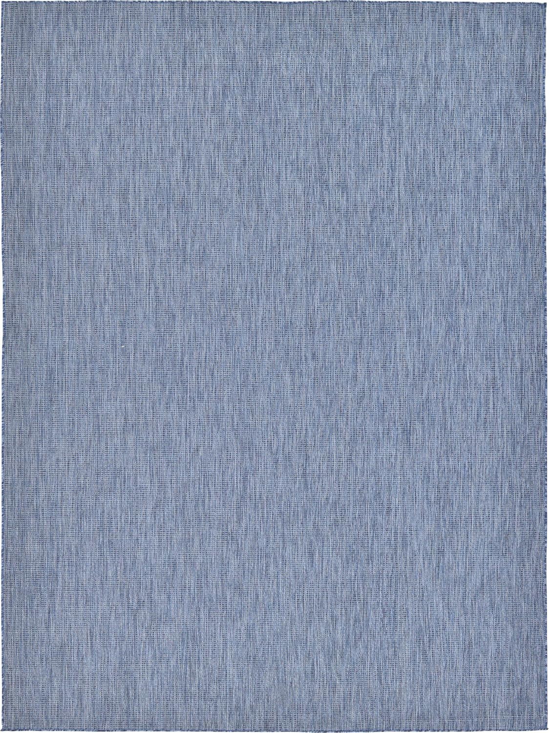 Unique Loom Collection Casual Transitional Solid Heathered Indoor/Outdoor Flatweave Area Rug (9' x 12' Rectangle, Blue/Navy Blue)