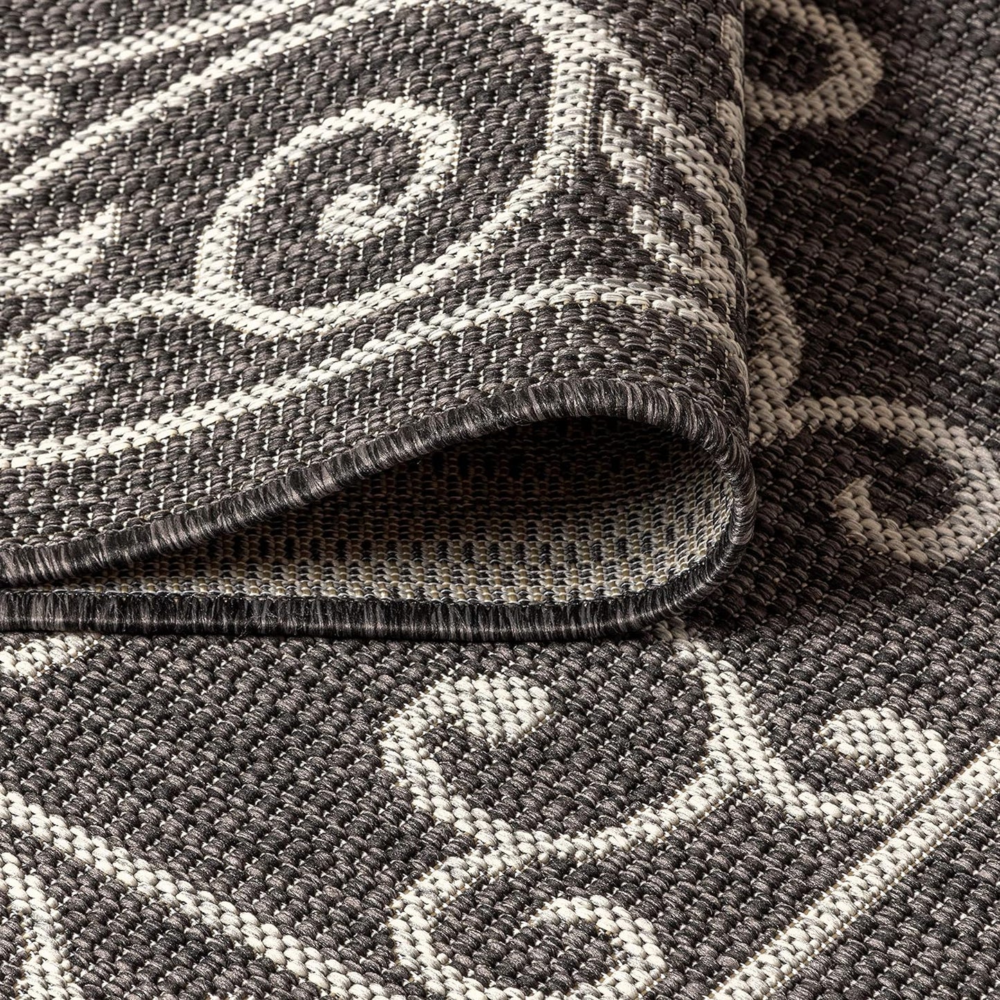 JONATHAN Y SMB106G-8SQ Charleston Vintage Filigree Textured Weave Black/Gray 8' Square Indoor/Outdoor Area Rug, Pet Friendly, Non-Shedding, Stain Resistant, Easy-Cleaning for Backyard, Patio, Porch