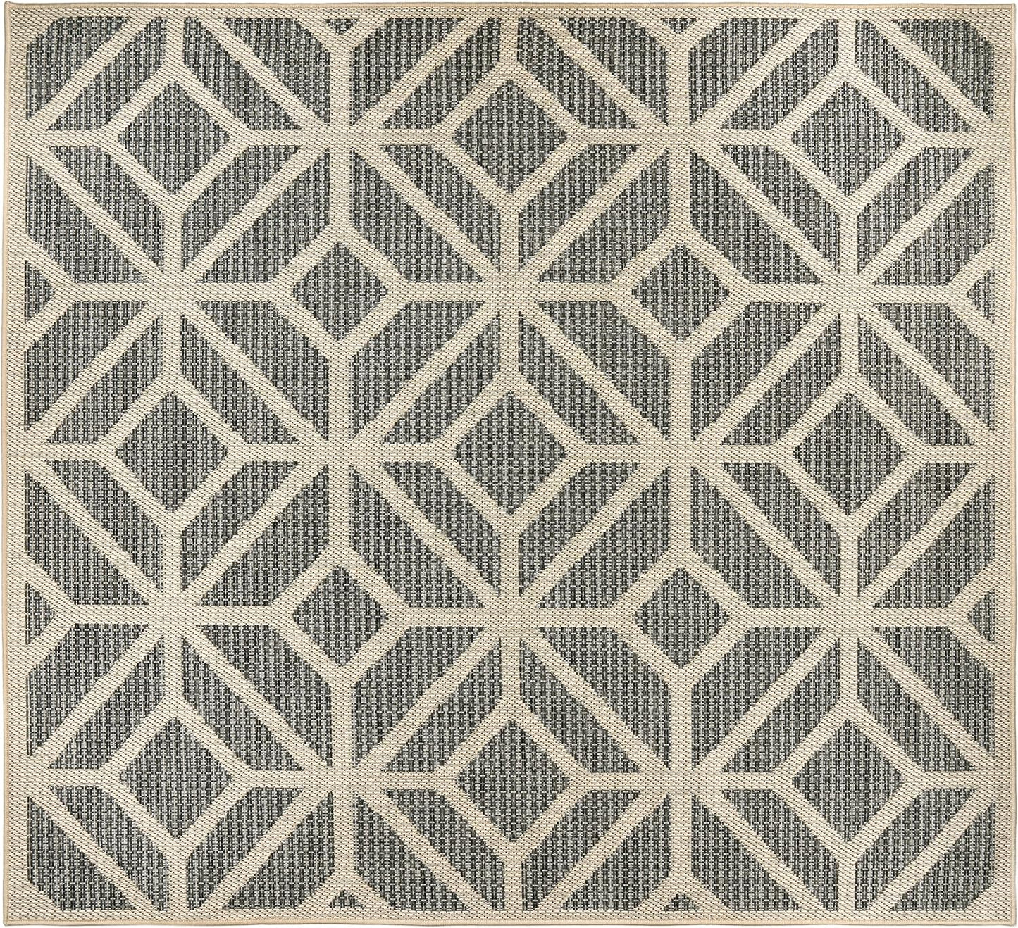 Rugshop Contemporary Geometric Indoor/Outdoor Square Rug 6' 6" Blue